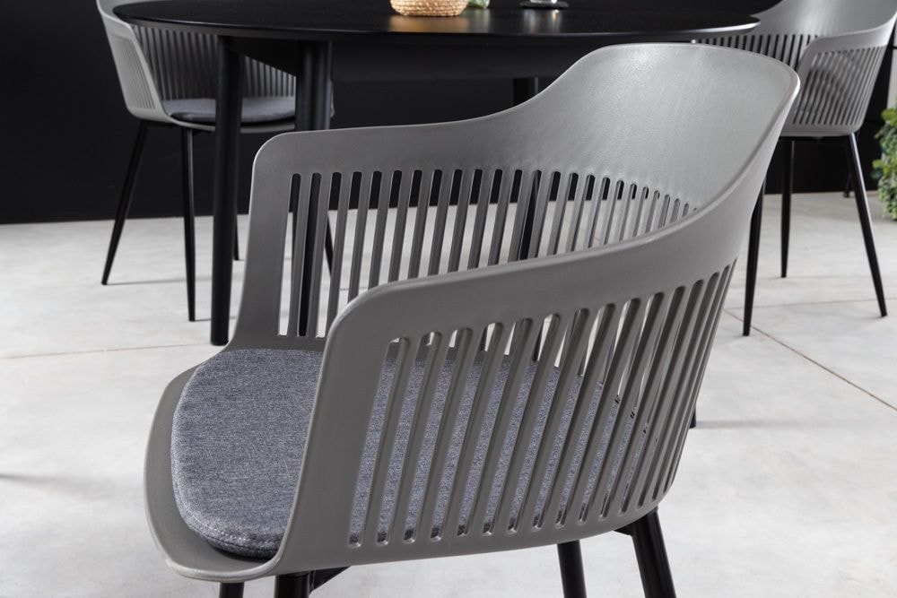 Design Stuhl AIRE grau Kunststoff Stahlgestell Indoor Outdoor inkl. Kissen