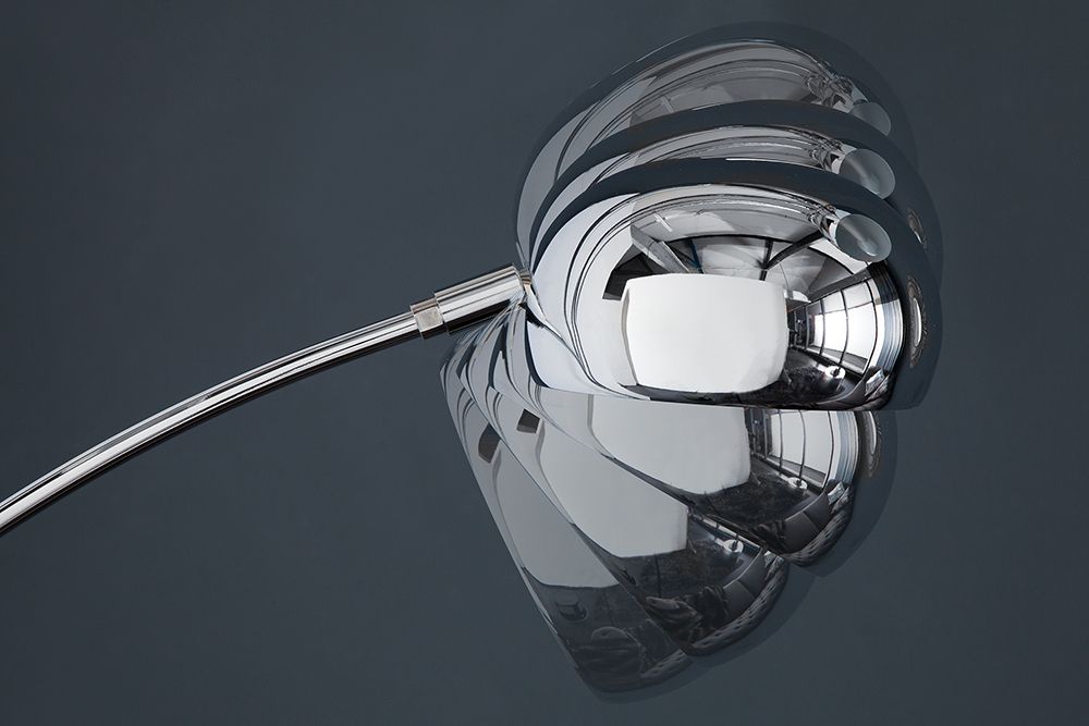 Design Bogenlampe FIVE LIGHTS 205cm chrom Stehlampe mit schwarzem Marmorfuß