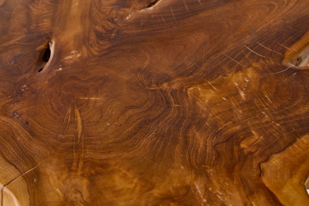 Massiver Beistelltisch ROOT 60cm Teakholz mit Jahresringen