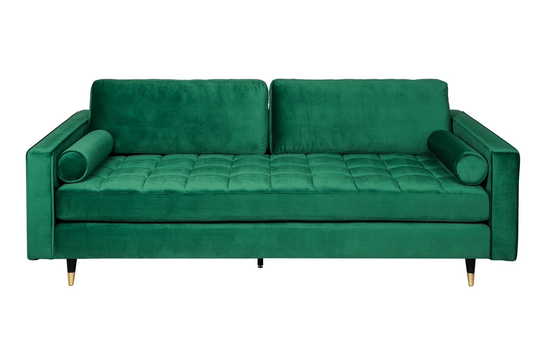 Design 3-Sitzer Sofa COZY VELVET 220cm smaragdgrün Samt Federkern Lounge