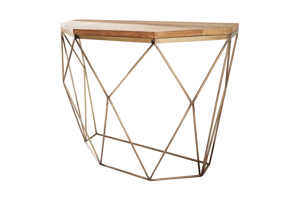 Filigrane Konsole DIAMOND 90cm Mango messing Massivholz Metall