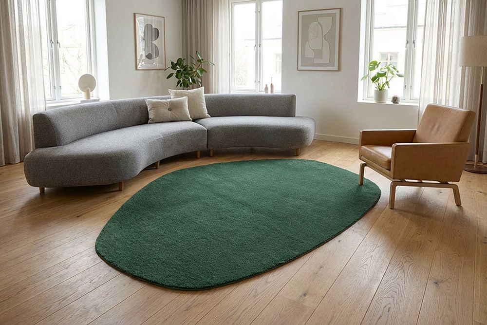 Design Teppich ORGANIC 180x120cm grün Hochflor Indoor-Teppich organische Form