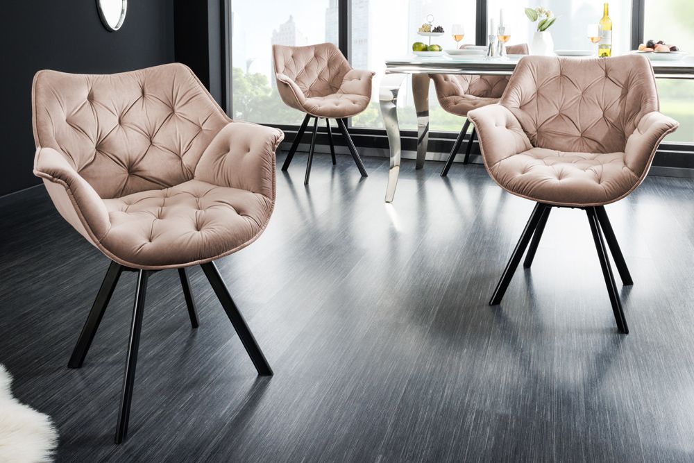 Drehbarer Stuhl THE DUTCH COMFORT greige Samt mit Armlehnen Modern Design