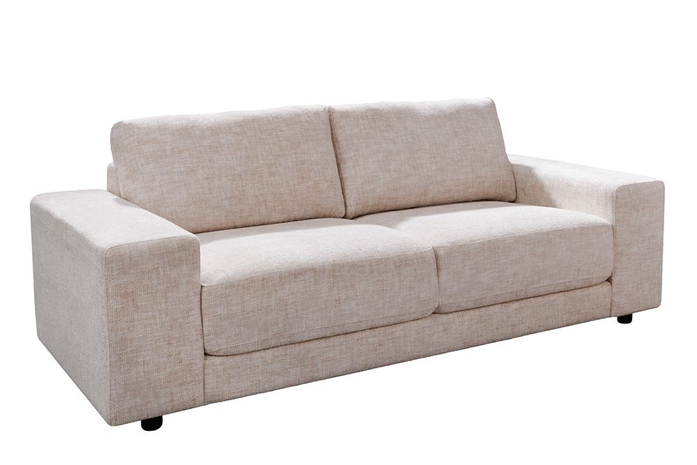 Großes Sofa LOFT 210cm champagner beige Chenille 3-Sitzer Couch Taschenfederkern