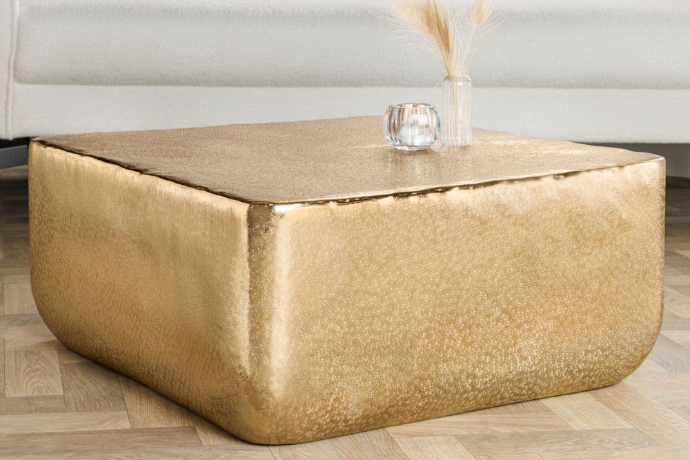 Design Couchtisch UNIT 70cm gold Metall Hammerschlag handmade