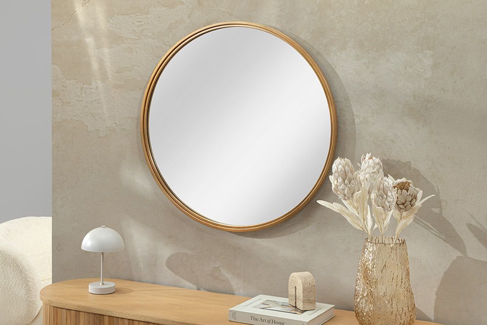 Runder Wandspiegel PORTRAIT 80cm gold Eisen handmade