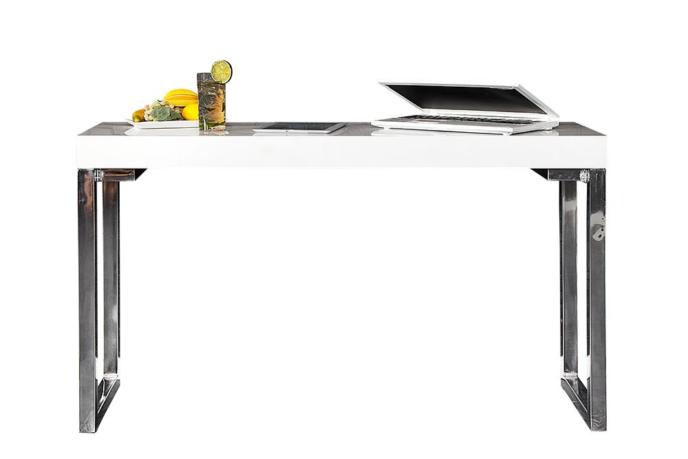 Design Konsole WHITE DESK 120cm weiß Hochglanz Bürotisch