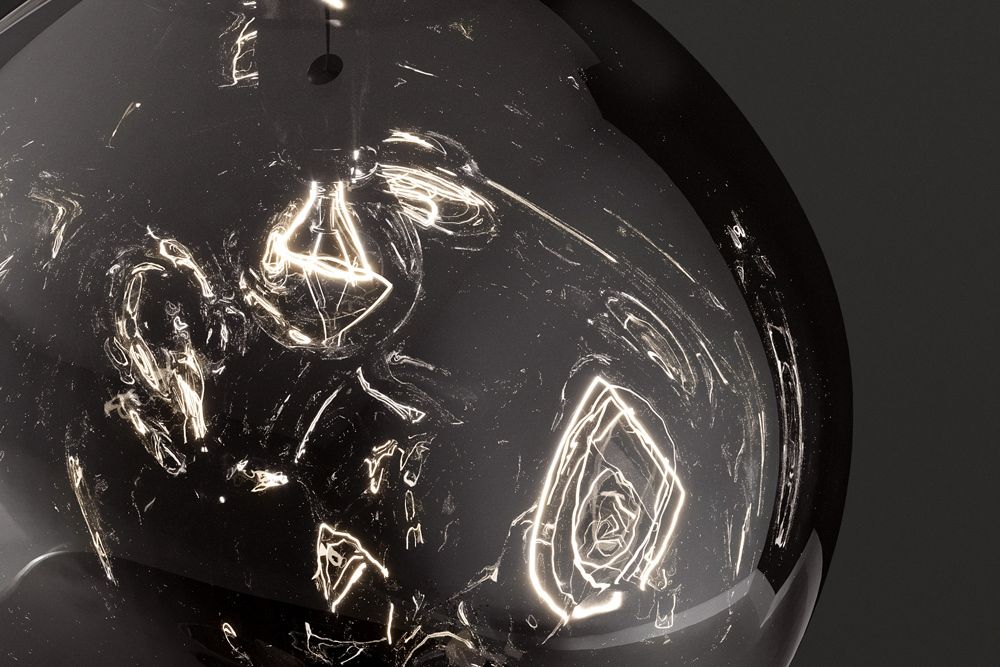 Runde Hängelampe LIQUID DIAMOND 35cm smoke Glas Stahl Kugelleuchte