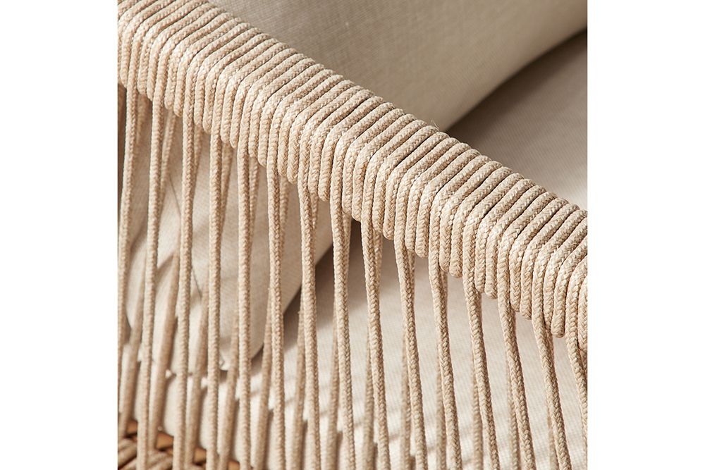 In- und Outdoor Gartenstuhl BALI ROPE natur beige Akazie wetterfest mit Armlehne Kissen