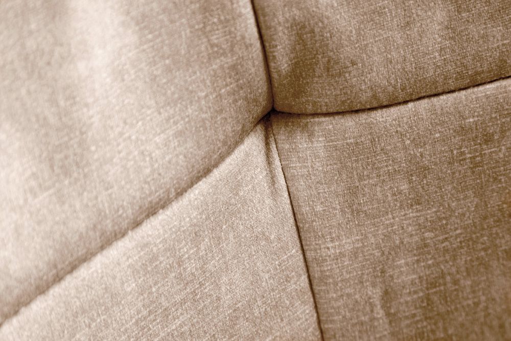 Höhenverstellbarer Design Bürostuhl EUPHORIA champagner greige Samt drehbar Ziersteppung