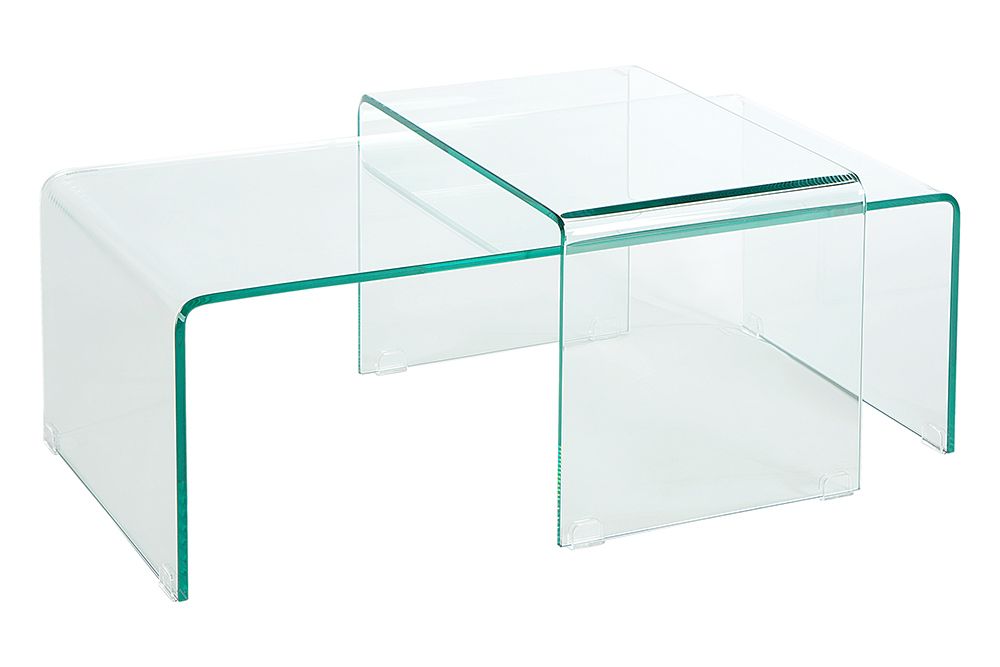Hochwertiges 2er Set Glas Couchtisch FANTOME 100cm transparent