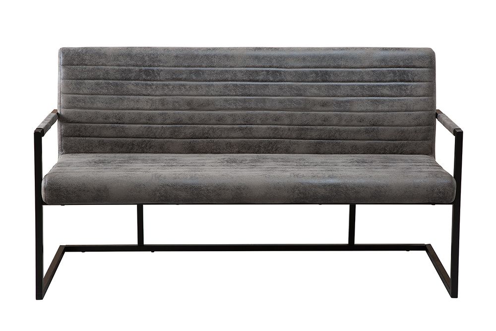 Industrial Freischwinger Bank LOFT 160cm vintage grau mit Armlehne