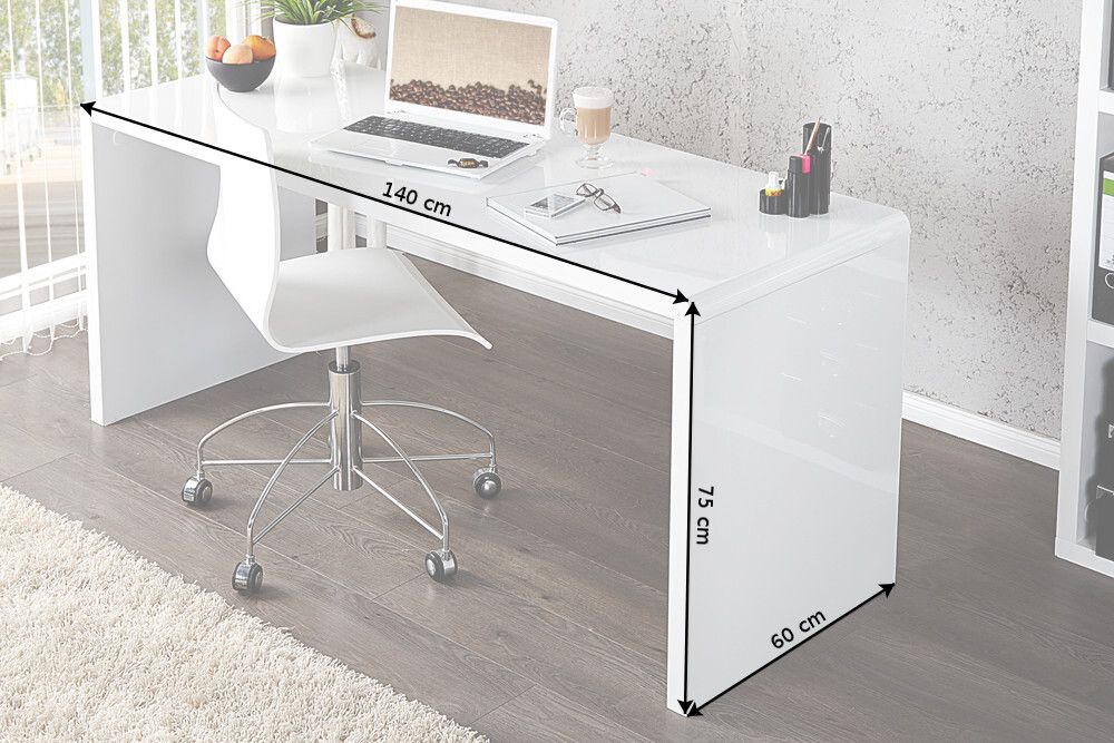 Design Schreibtisch FAST TRADE 140cm weiß Hochglanz Bürotisch