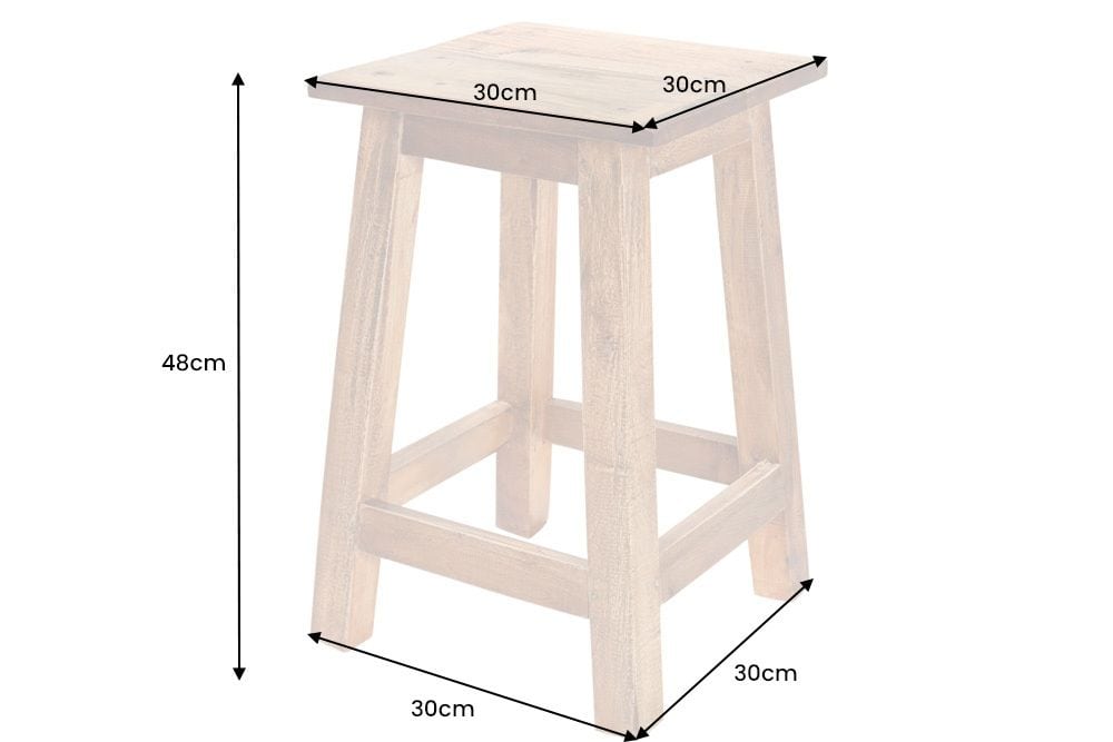 Massivholz Hocker JAKARTA 50cm recycelt Beistelltisch Sitzhocker