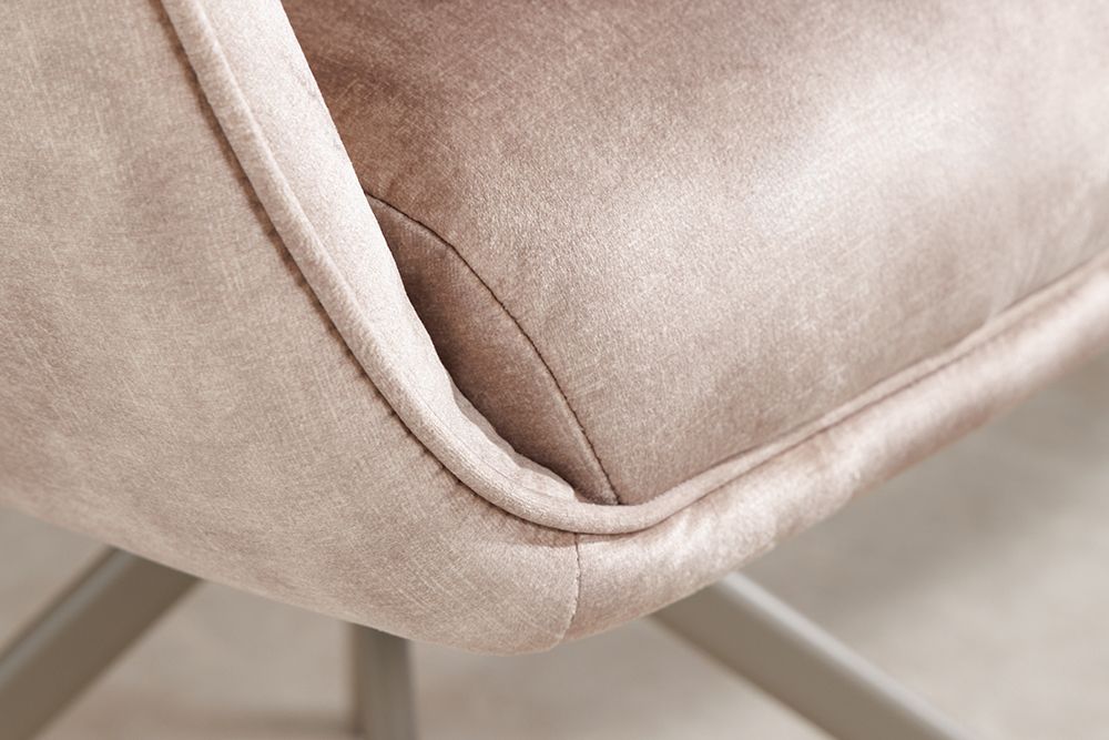 Drehbarer Design Stuhl CONCORD champagner greige Samt Taschenfederkern Metallgestell greige