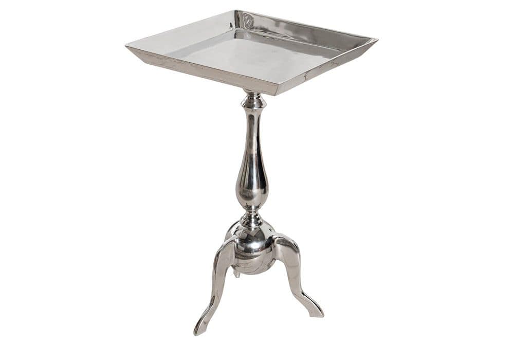 Filigraner Beistelltisch TRAYFUL 55cm silber Aluminium Tablett-Tisch