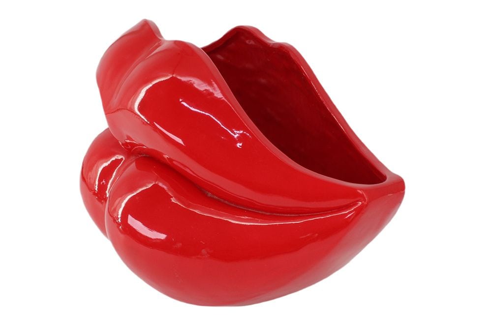 Extravagante Deko-Vase LIP 60cm rot handmade Hochglanz