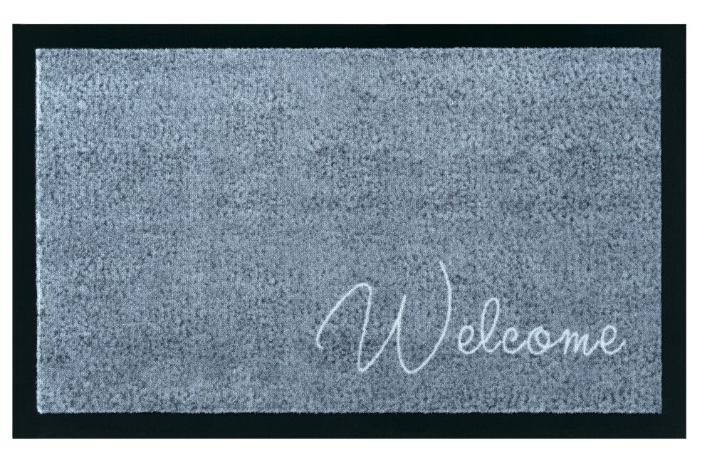 Strapazierfähige Fußmatte CLEAN WELCOME 75x45cm blau grau Fußabtreter Modern Design