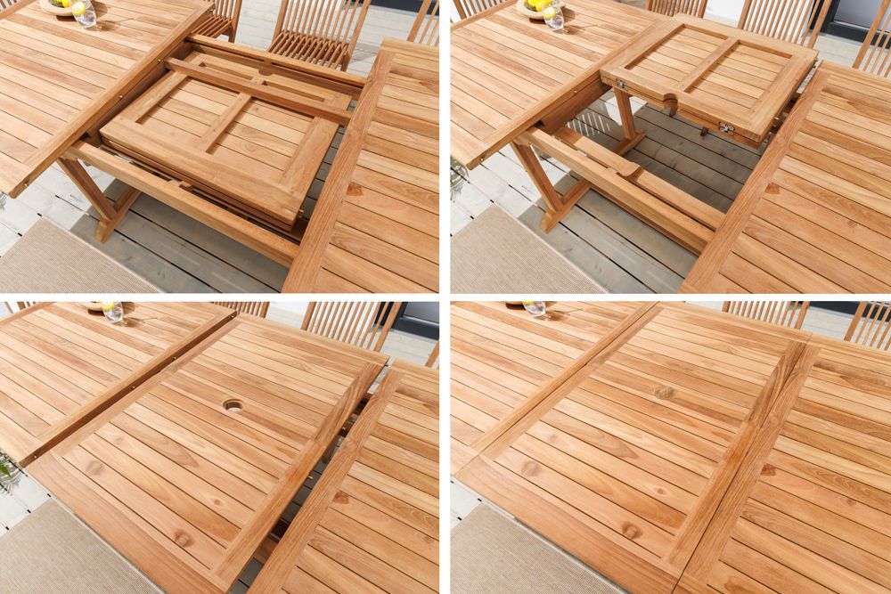 Ausziehbarer Gartentisch EMPIRE TEAK 170-230cm natur Teakholz massiv wetterfest