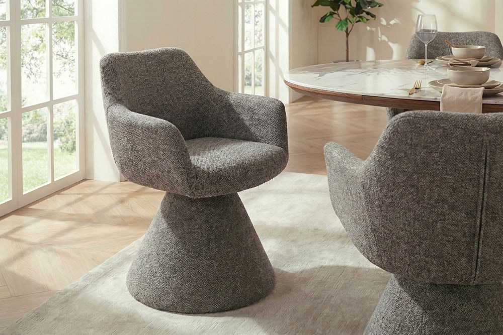 Drehbarer Stuhl AMBIENTO braun Strukturstoff 180° mit Auto-Return Polsterstuhl