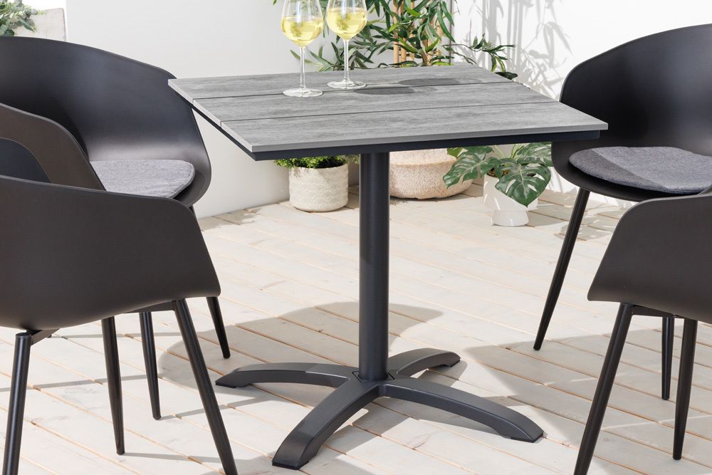 Outdoor Bistrotisch DESIGNO 70cm schwarz grau Aluminium wetterfest Gartentisch