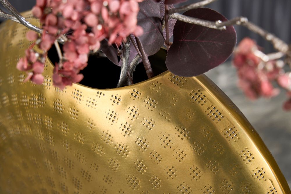Elegantes Vasen 2er Set ORIENTAL 44cm gold im Grid Hammerschlag Design