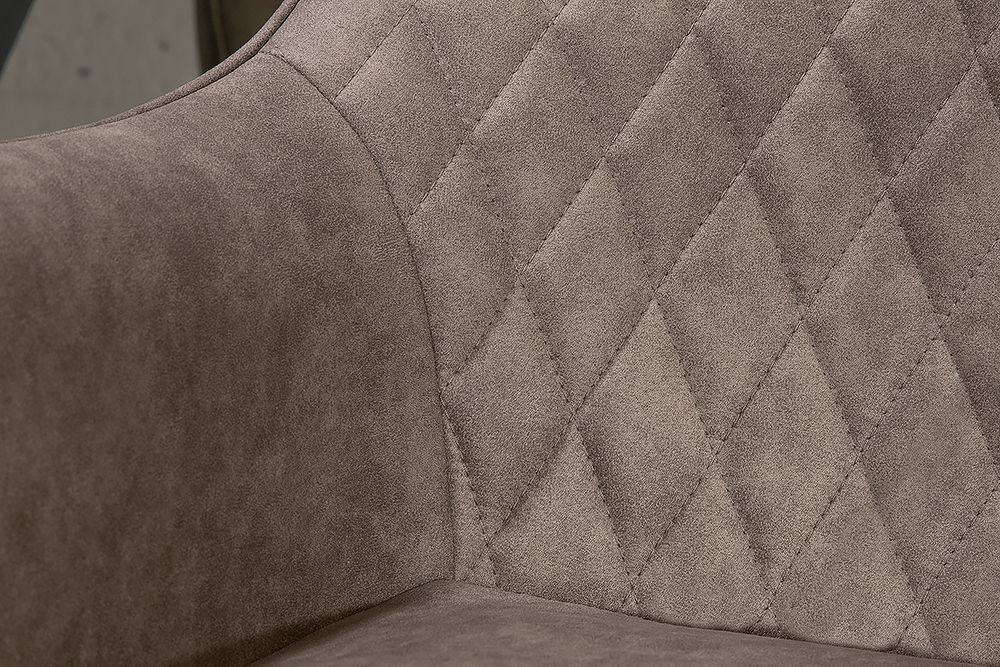 Retro Stuhl PALERMO taupe mit Armlehne und Ziersteppung