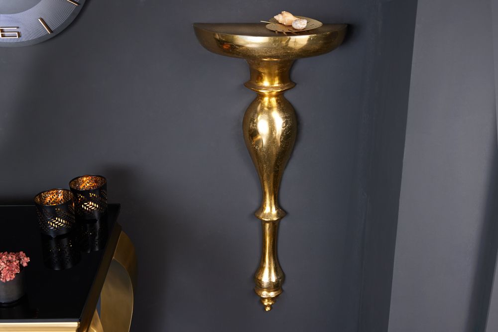 Barock Wandkonsole SCALA 80cm gold Metall Wandregal handmade Wanddekoration