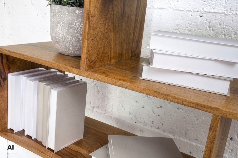 Massives Regal MAKASSAR XL 150cm braun Mangoholz honey finish Bücherregal