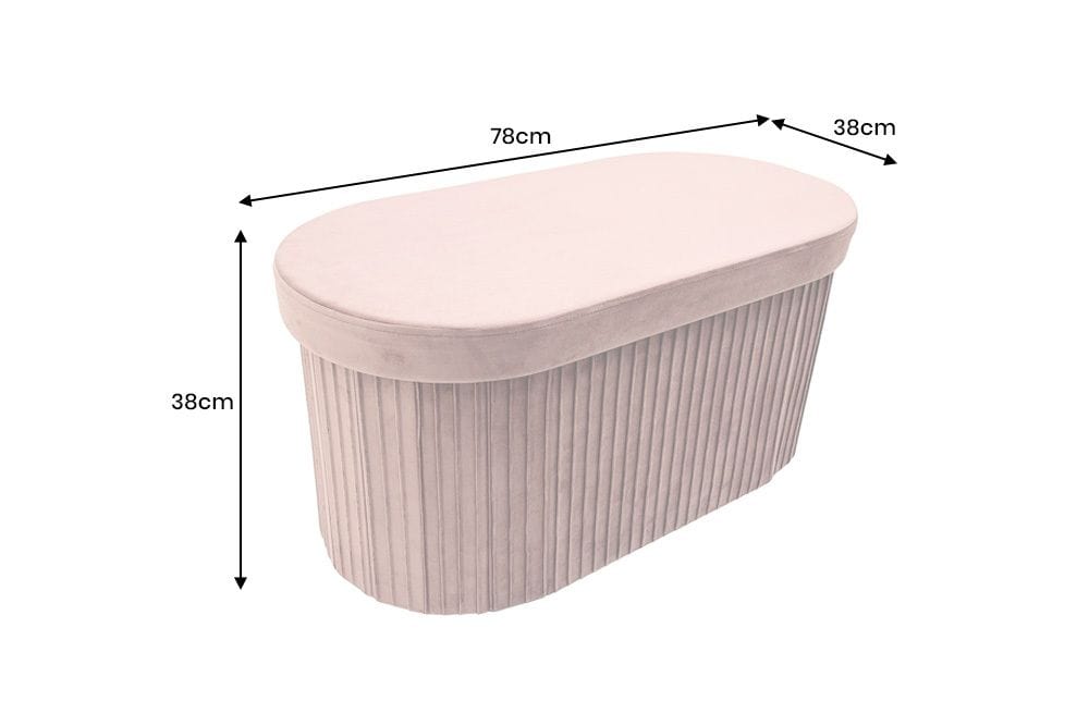 Faltbare Polsterbank ÉLAN 80cm rosa Samt Sitzbank mit Stauraum