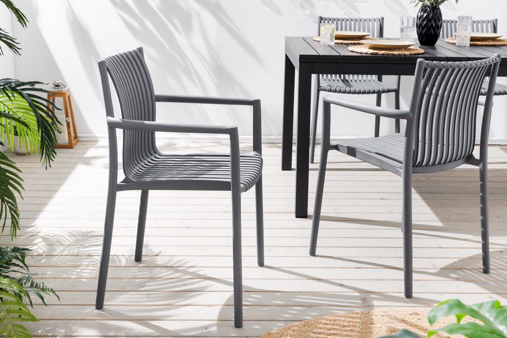 In- und Outdoor Stuhl STUDIO ITALIA anthrazit stapelbar wetterfest Gartenstuhl