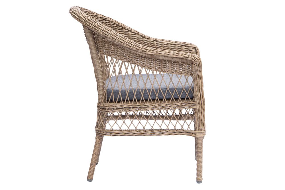 In- und Outdoor Garten-Set ELYSEE natur grau Polyrattan Aluminium inkl. Tisch Kissen