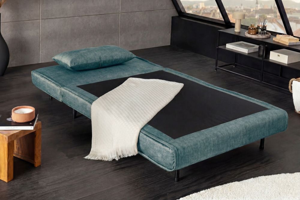 Schlafsessel SMART MULTIFUNCTION 100cm petrol Vogue Seiden Samtstoff