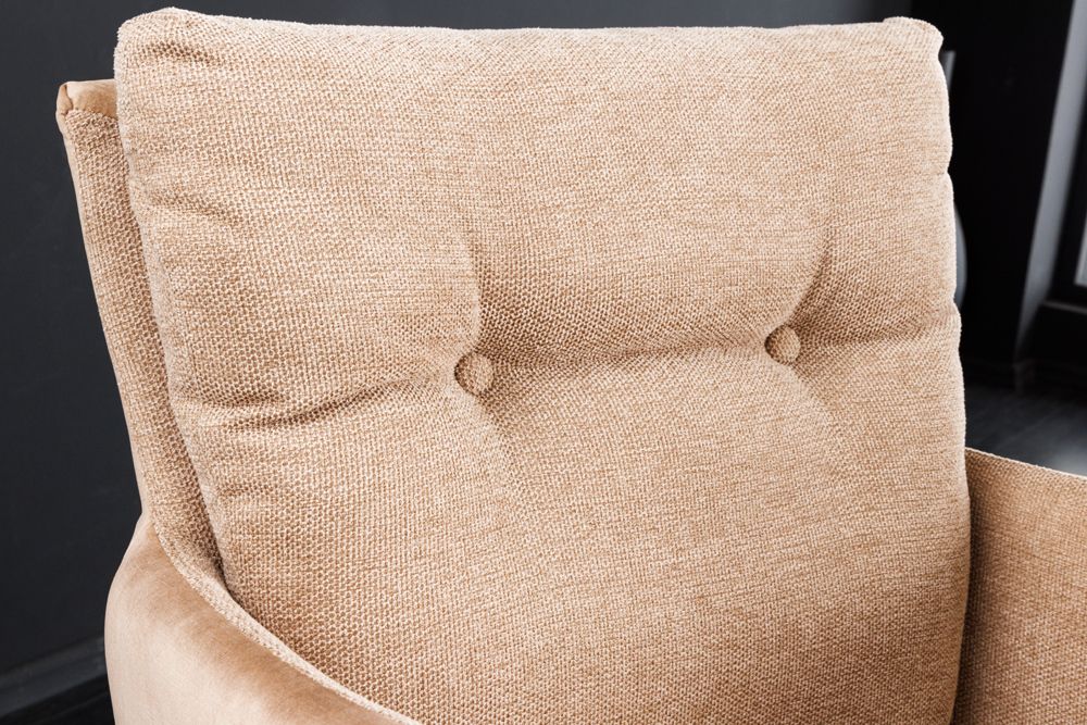 Drehbarer Design Stuhl BIG GEORGE champagner beige Samt Taschenfederkern Strukturstoff