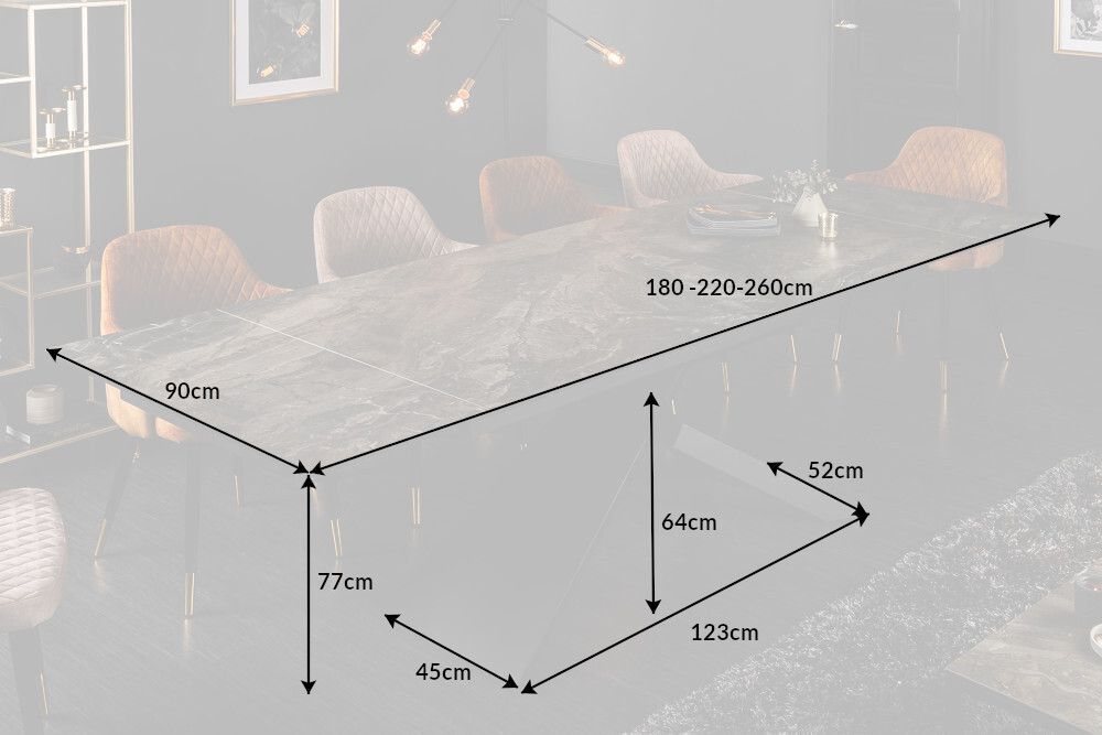 Ausziehbarer Esstisch EUPHORIA 180-220-260cm taupe anthrazit Keramik made in Italy