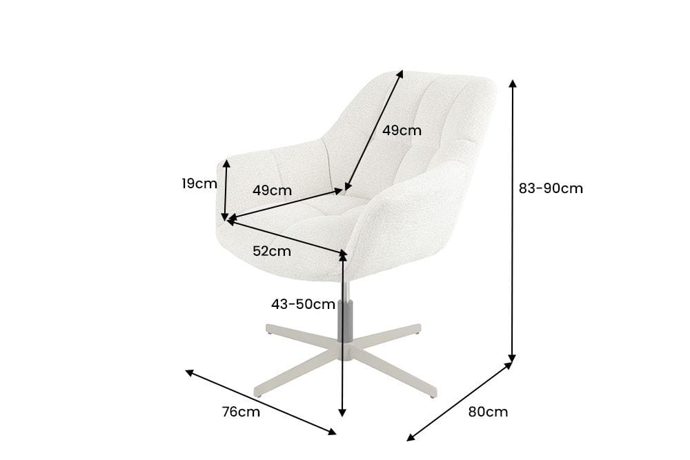 Drehbarer Design Sessel PAPILLON beige Bouclé Tweed soft 360° Metall höhenverstellbar