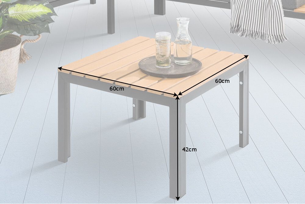 Outdoor Gartentisch ORLANDO LOUNGE 60cm anthrazit natur Aluminium wetterfest