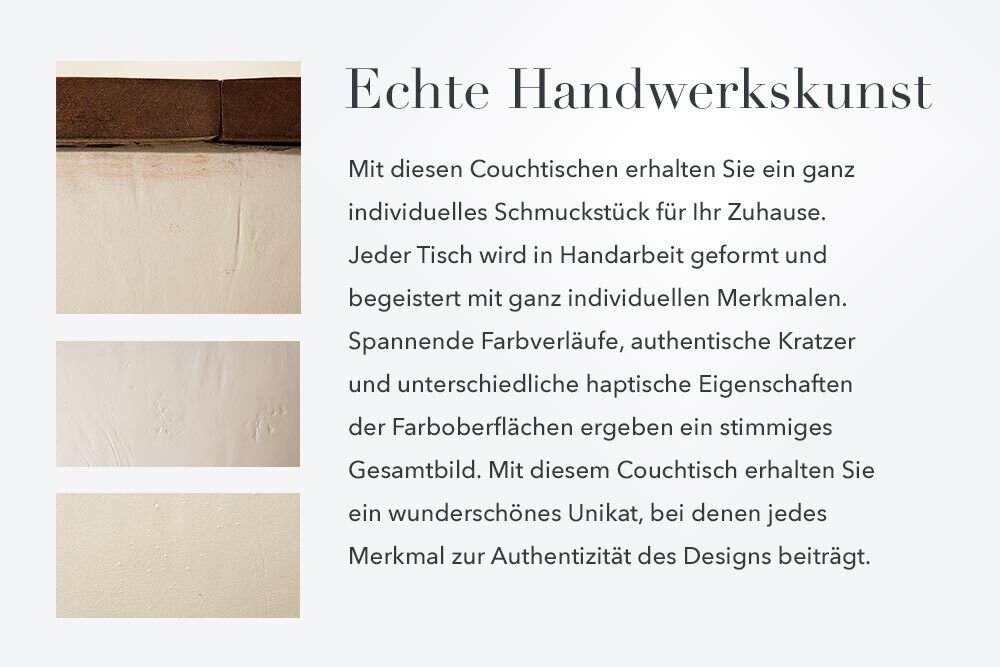 Runder Couchtisch INDUSTRIAL STORAGE 70cm weiß natur Massivholz mit Stauraum handmade