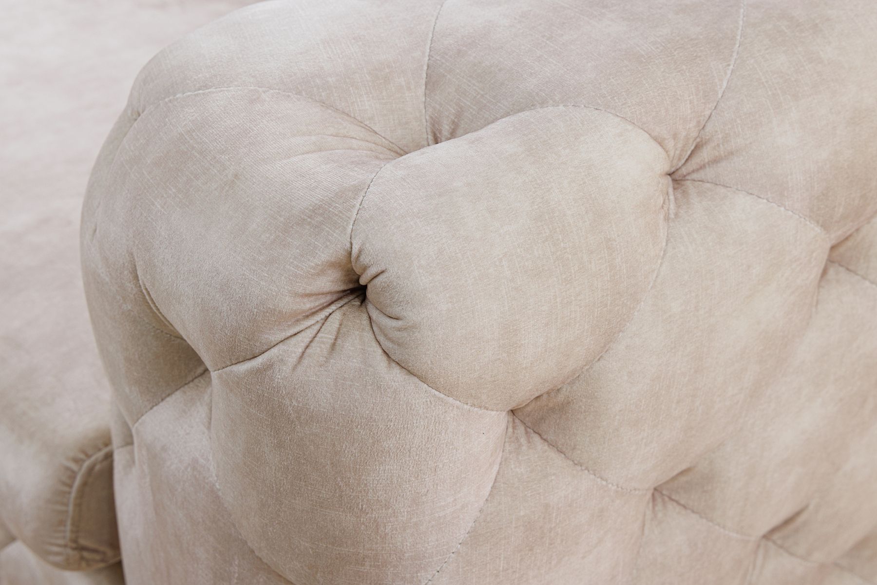 Chesterfield 3-Sitzer Sofa MODERN BAROCK 235cm champagner beige Samt Federkern
