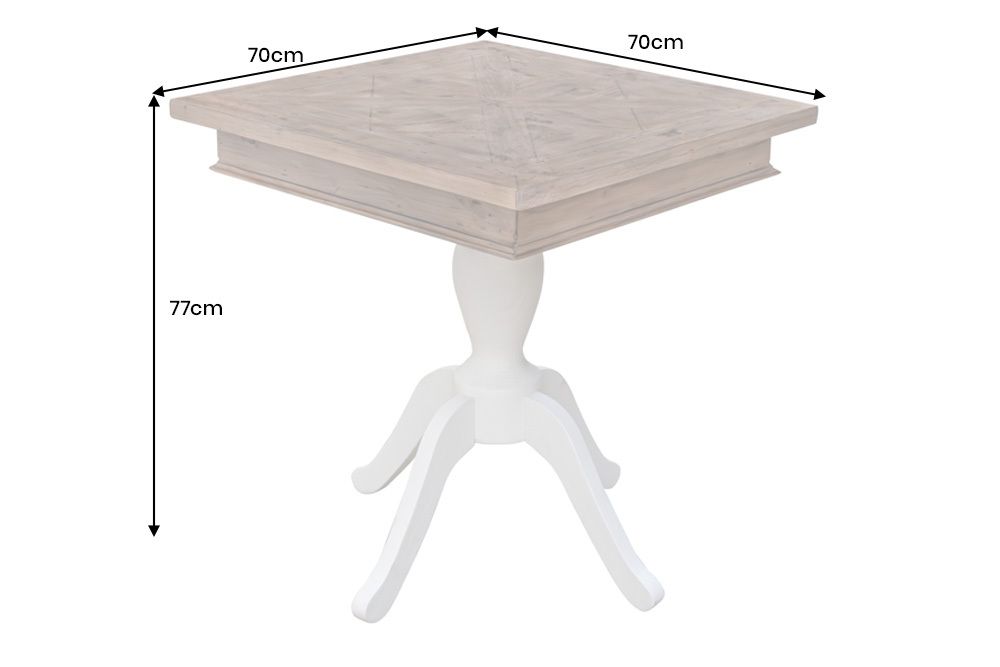 Massiver Esstisch HAMPTONS 70cm hellbraun creme recycelte Pinie Bistrotisch