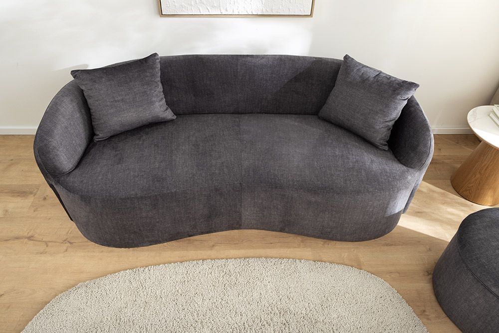 Extravagantes Sofa ELEMENTAL 180cm graphit grau Samt 2-Sitzer Couch organische Form