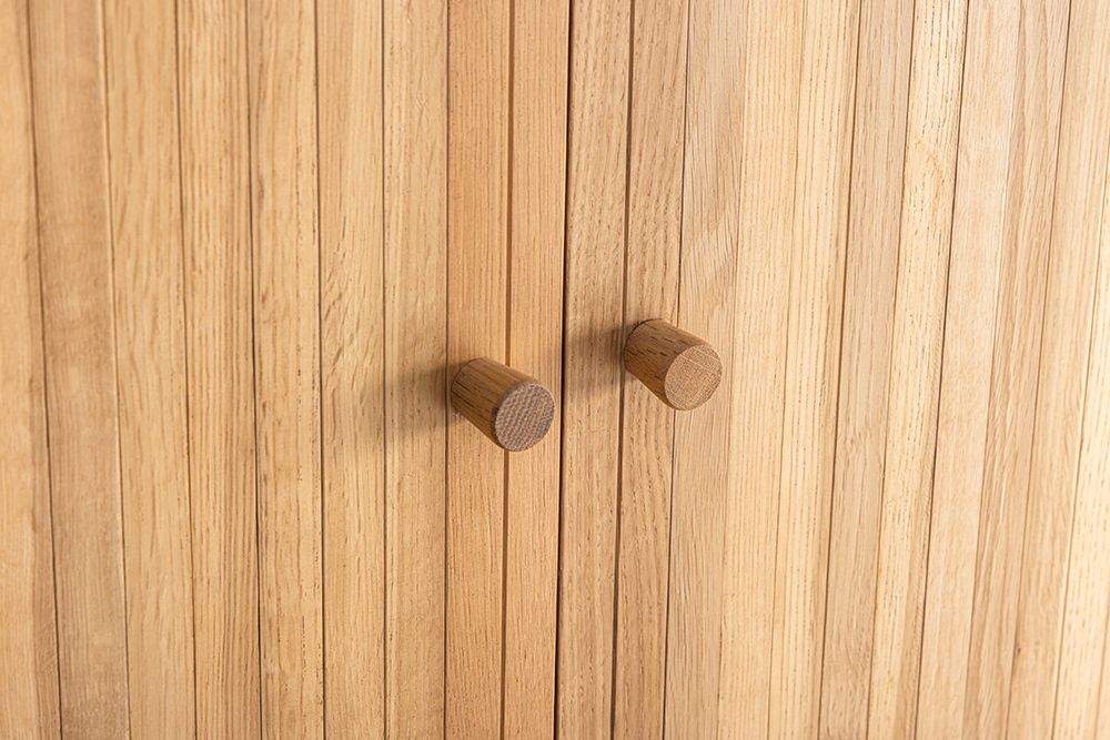 Retro Sideboard VALHALLA WOOD 160cm natur Eichenholz Schiebetüren