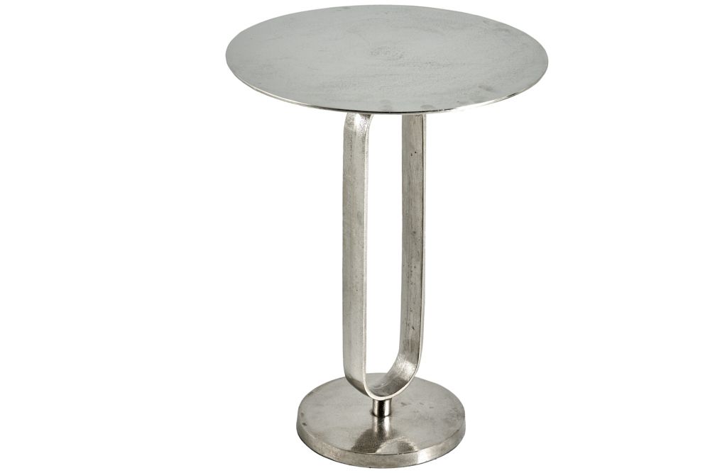 Runder Beistelltisch ELEGANCE 60cm silber Metall Aluminium handmade