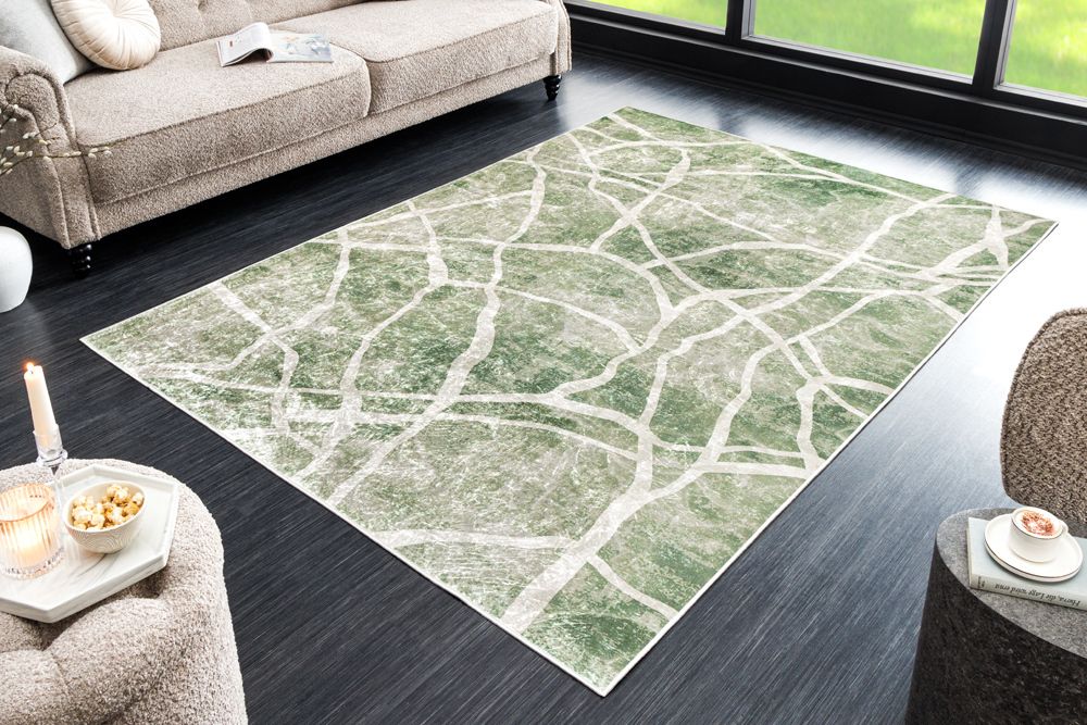 Moderner Teppich JUNGLE 230x160cm grün beige Flachgewebe Indoor-Teppich