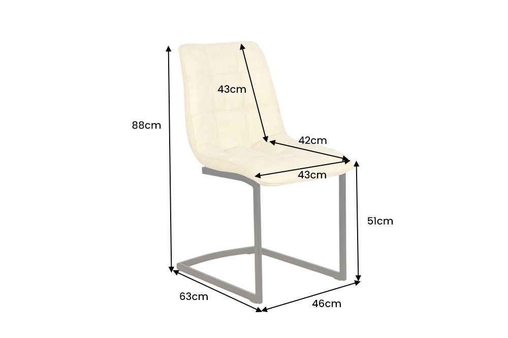 Freischwinger Stuhl MIAMI beige antik Microfaser matt schwarz Metallgestell