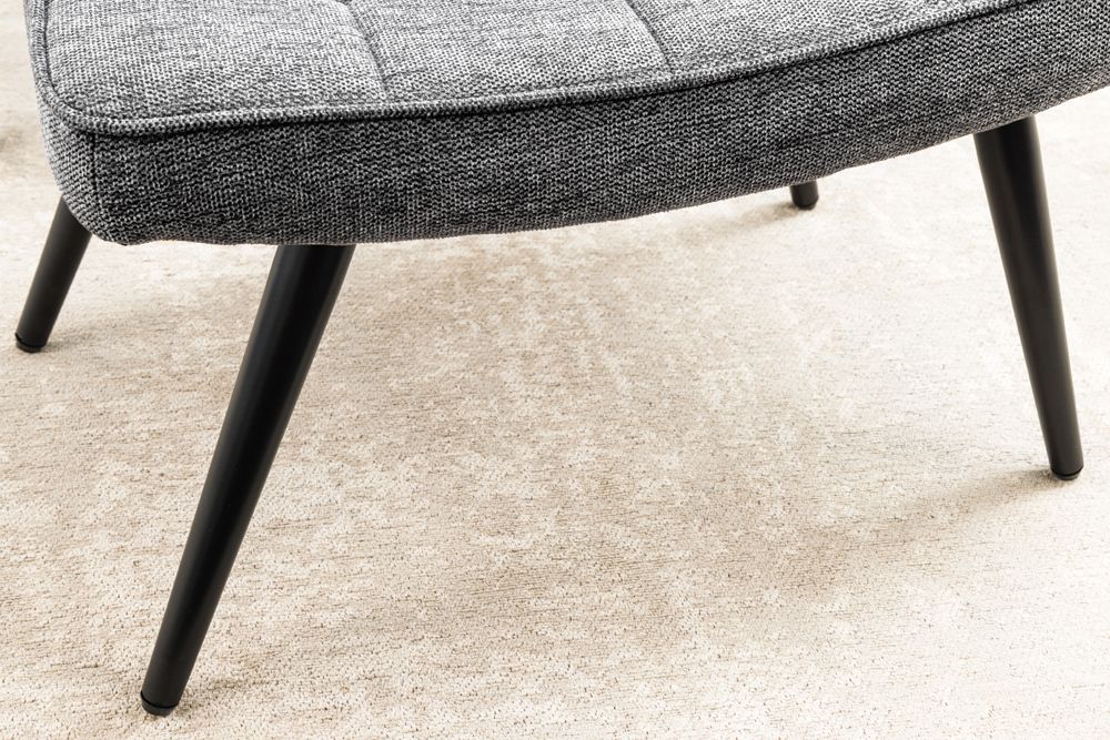 Moderner Hocker SCANDINAVIA grau Strukturstoff Metallbeine Fußhocker