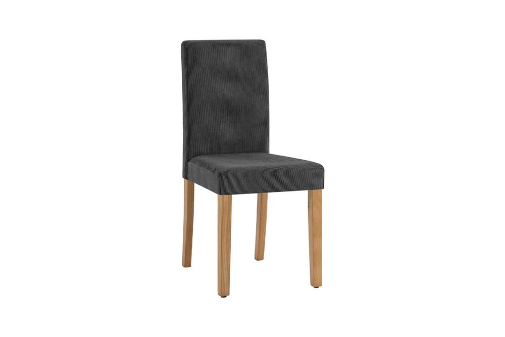 Design Stuhl GENUA grau Cord mit Massivholz-Beinen