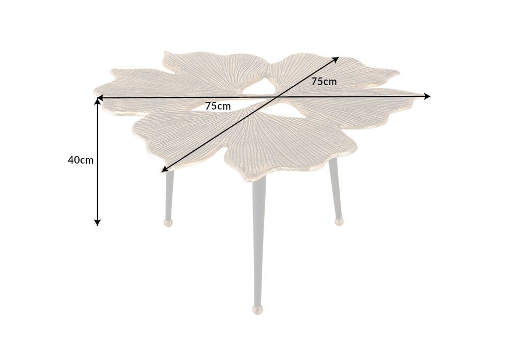 Dekorativer Couchtisch GINKGO LEAFS 75cm gold handmade Metall