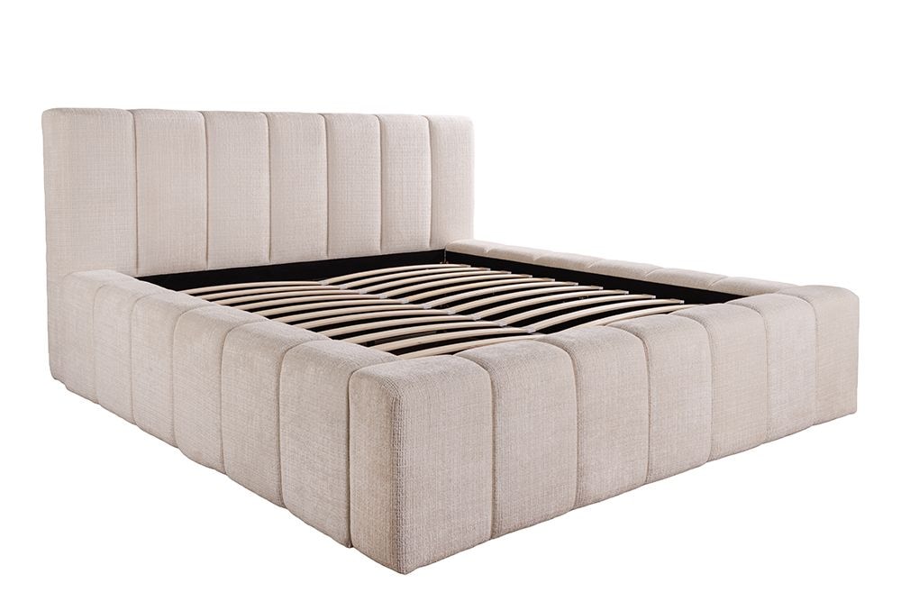 Boxbett SAVOY 180x200cm weiß Chenille Cremona mit Lattenrost und Stauraum
