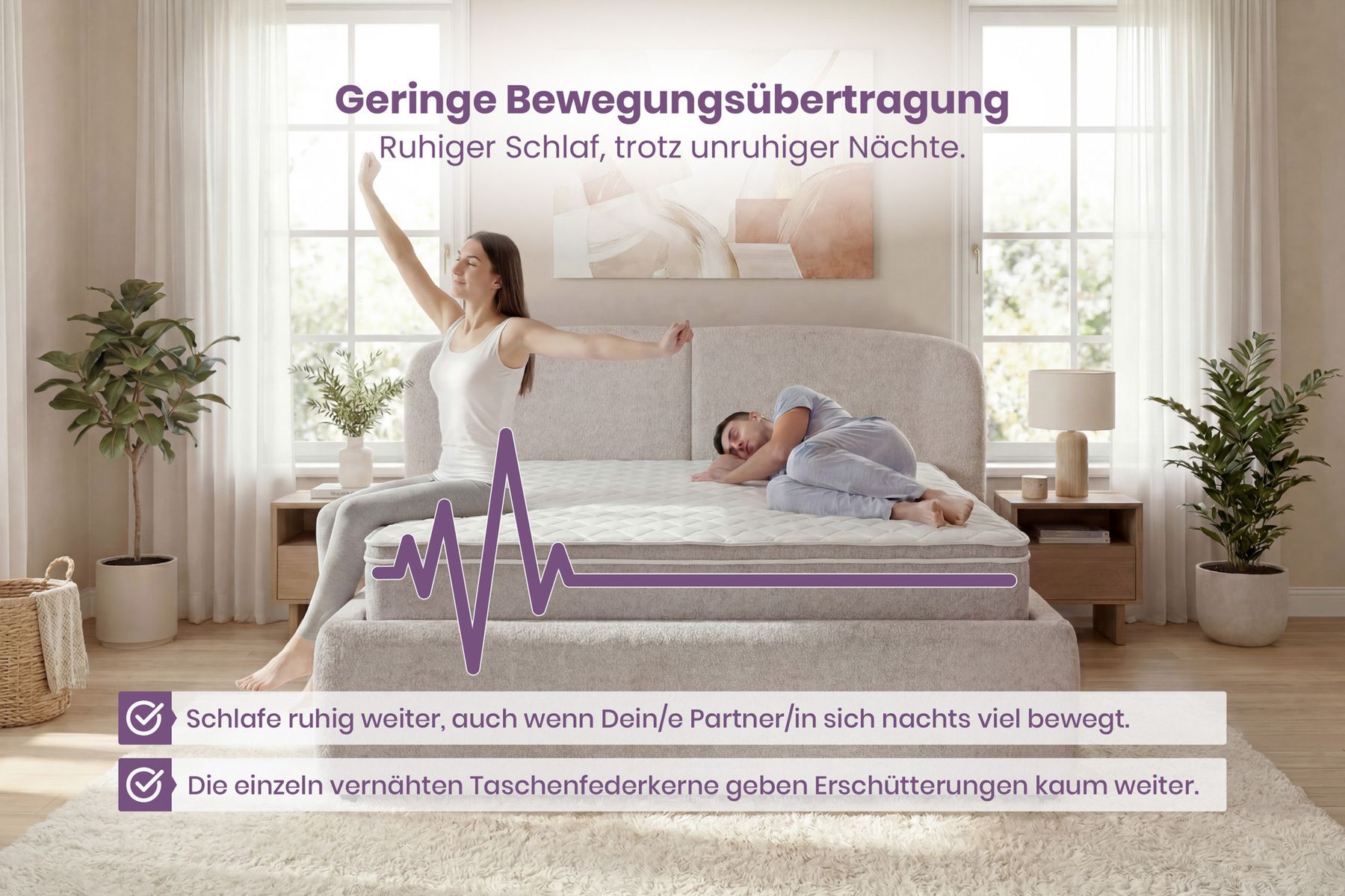 Ergonomische Boxspringmatratze CLOUD FLEX 180x200cm greige Tonnentaschenfederkern 9-Zonen